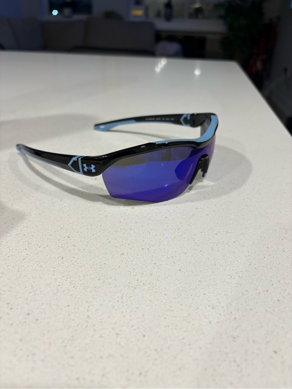 Under Armour Black Sunglasses with Blue Mirrored Lenses